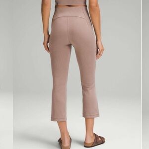 Lululemon ribbed softstreme zip leg high rise cropped pants leggings taupetastic